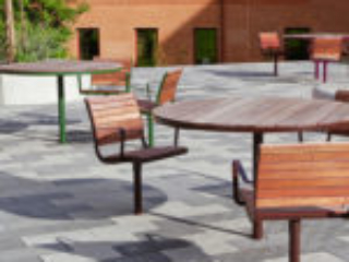 Parco furniture group in jatoba and special color. University in SkoÌvde. Design Broberg & RidderstrÃ¥le