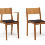 Axel karmstol & stol, oljad ekfanÃ©r klÃ¤dd sits. Design Mats AldÃ©n