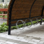 Revet cykeltak med dubbelsektion, norra DjurgÃ¥rdsstaden Stockholm. Design, Bengt Isling